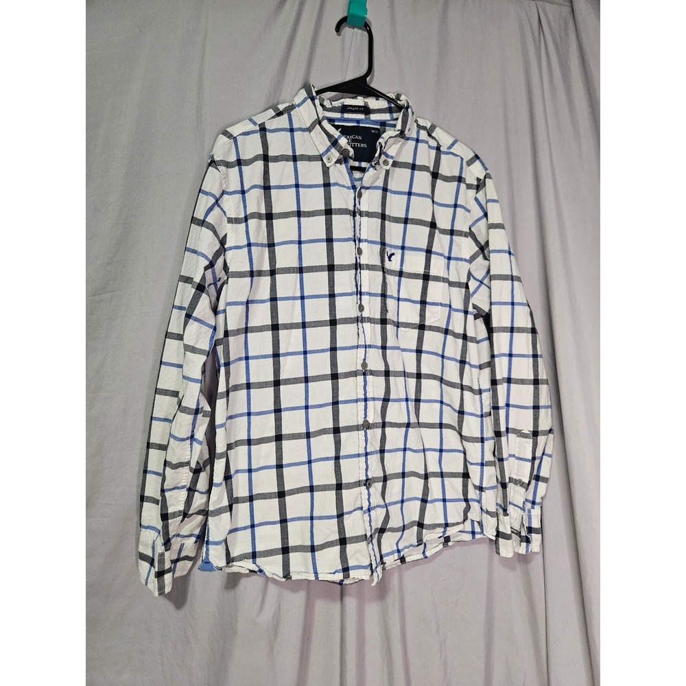 American Eagle Outfitters Mens Athletic Fit Plaid Button Down Shirt L G